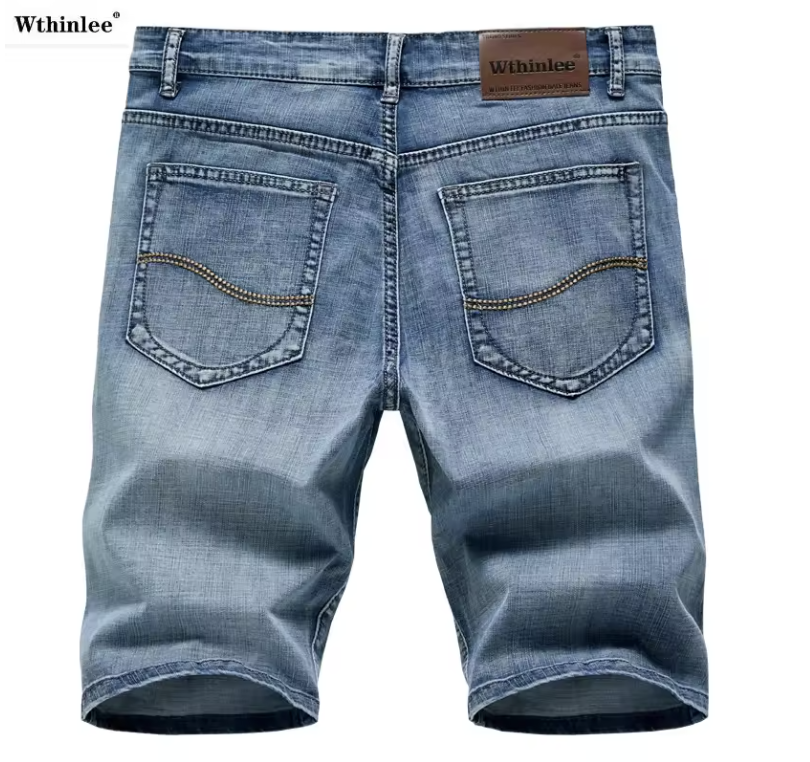 2024 Summer New Men's Denim Shorts Classic Black Blue Thin Section Fashion Slim Business Casual Jeans Shorts Male Brand