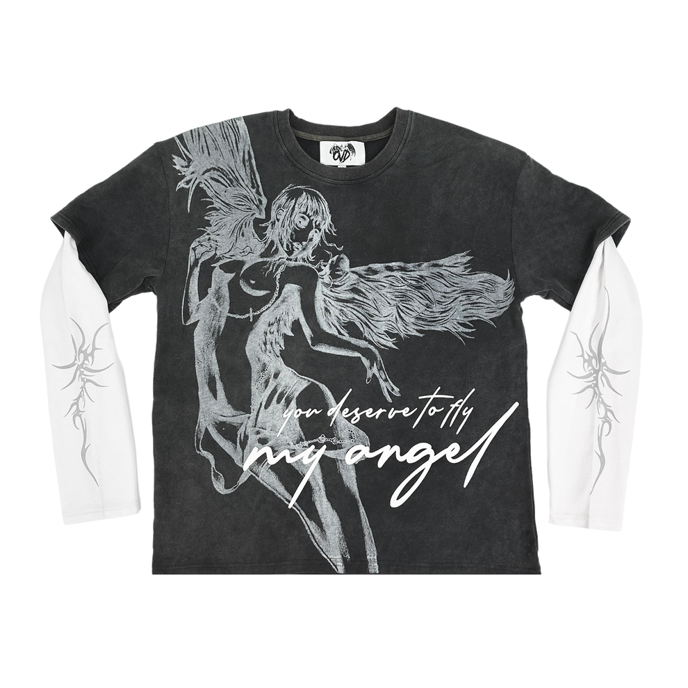 ANGEL WASHED L/S THERMAL TEE - WHITE