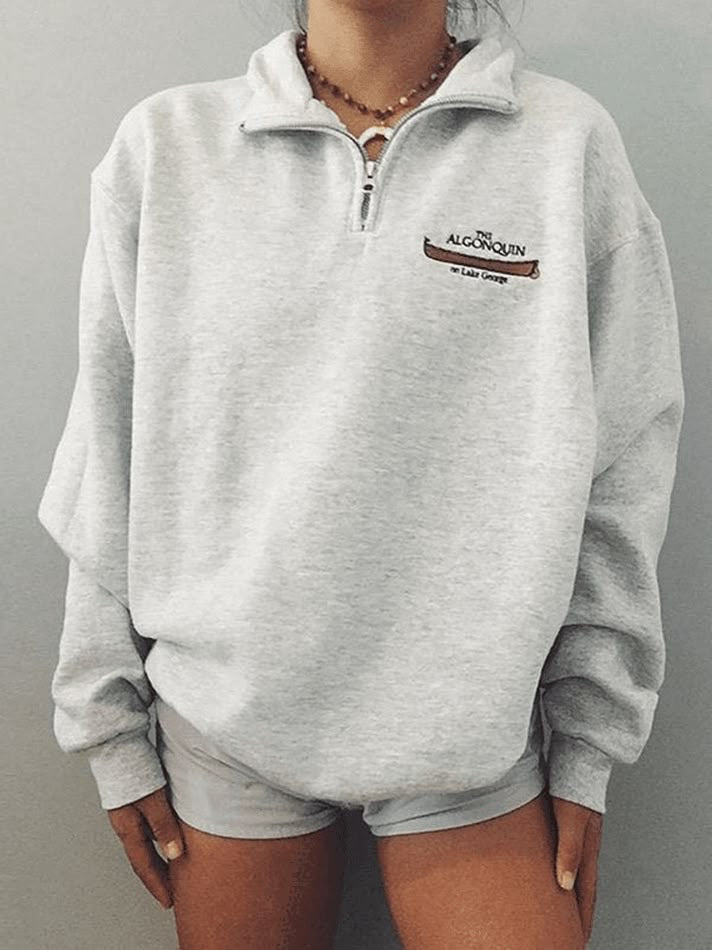 New Preppy Style Letter Print Zip Up POLO Collar Sweatshirt Women White Vintage Warm Fleece Winter Pullovers 2020 Design Fashion