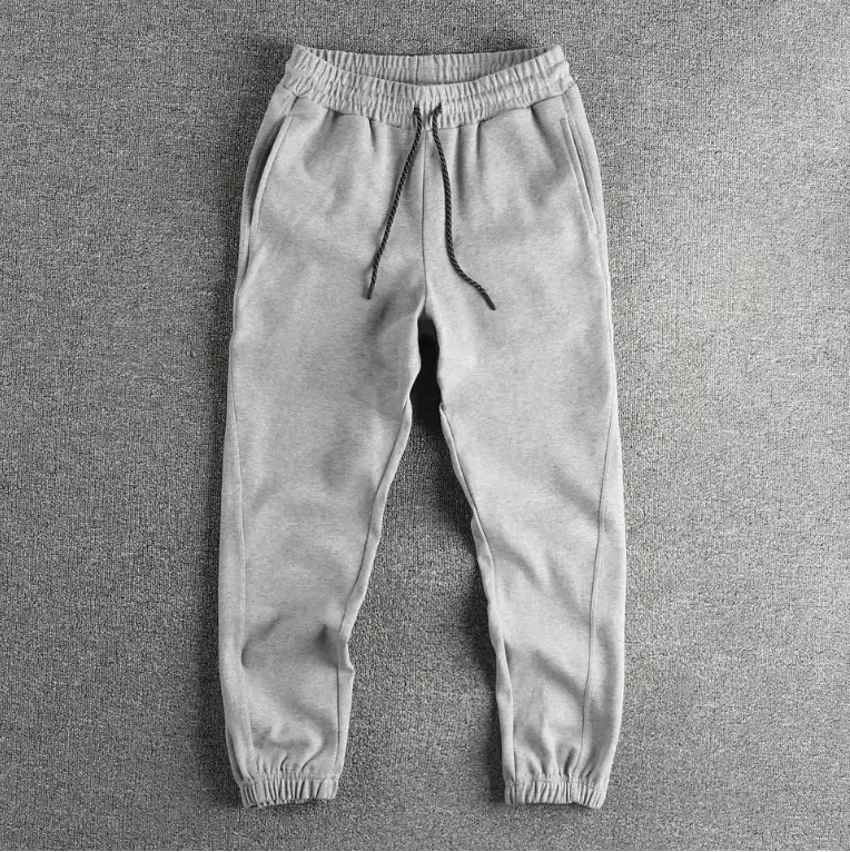 Simple American style casual three-dimensional cut men's sweatpants washed knitted cotton spring and autumn sports loose foot pa