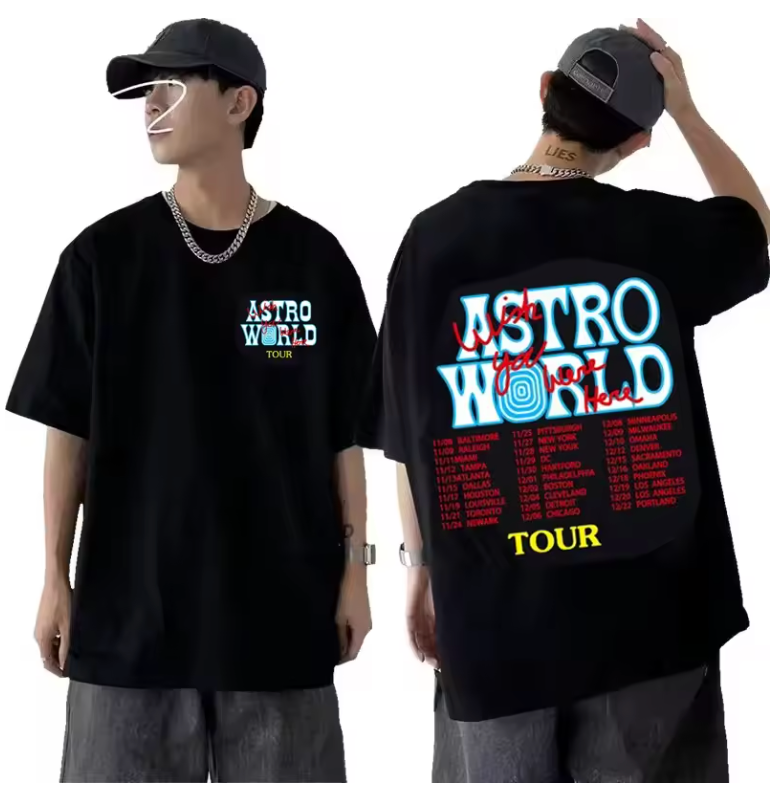 New Hip Hop T Shirt Men Women Cactus Jack Harajuku T-Shirts WISH YOU WERE HERE Letter Print Tee Tops 100% Cotton