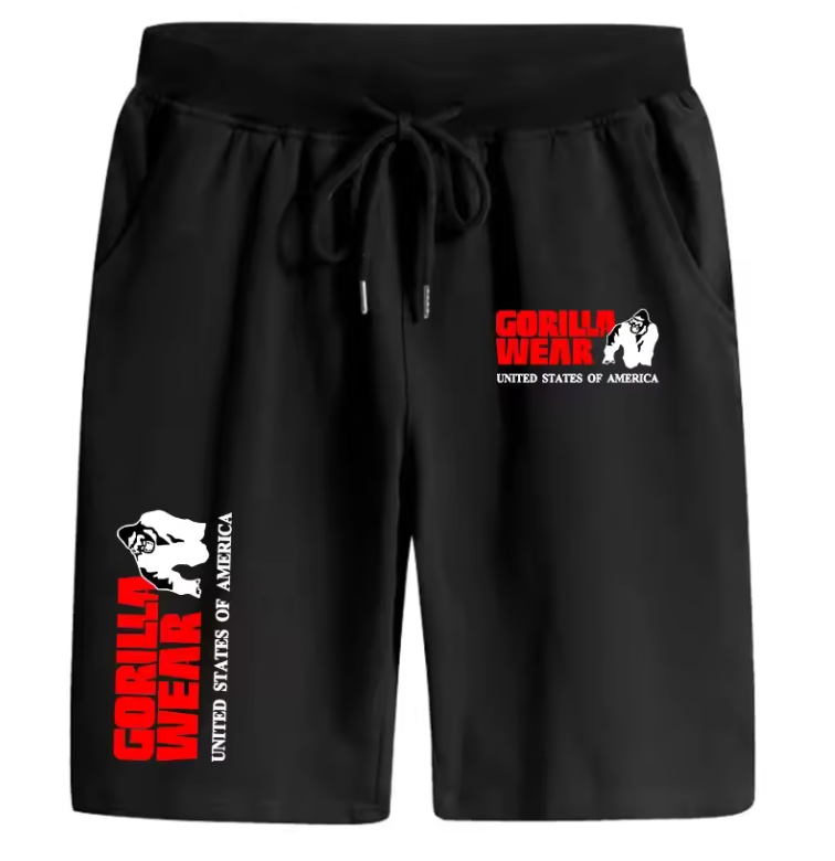 Summer Fashion Brand Mesh Men Casual Shorts Drawstring Waist Comfortable Gorilla Printed 5-point Pants Gym Running Shorts
