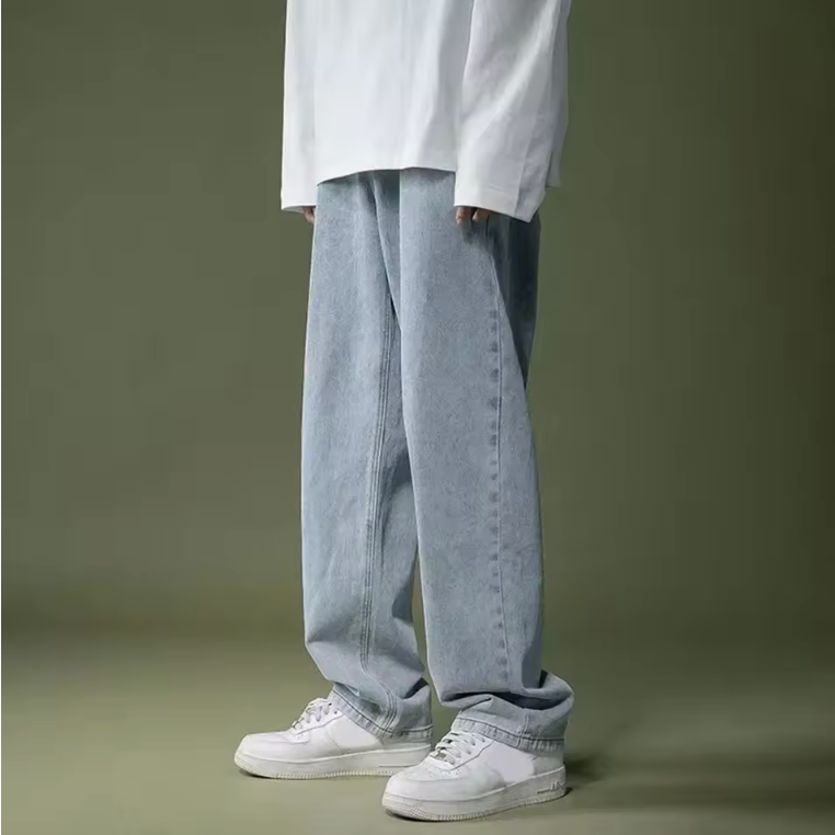 Comfy Fashion Daily Holiday Men Trousers Pants Student Summer Wide-leg Baggy Jeans Casual Cotton Blend Elastic