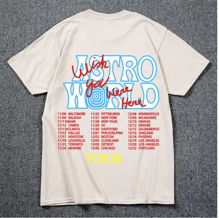 New Summer Hip Hop T Shirt Men Women Cactus Jack Harajuku T-Shirts WISH YOU WERE HERE Letter Print Tee Tops