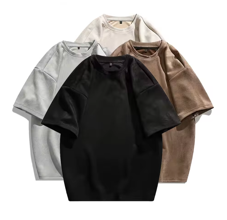 Summer Men Vintage Short Sleeve T Shirts Solid Color Hip Hop Loose Tees Drop-shoulder Sleeve Crew Neck Oversized T-shirt