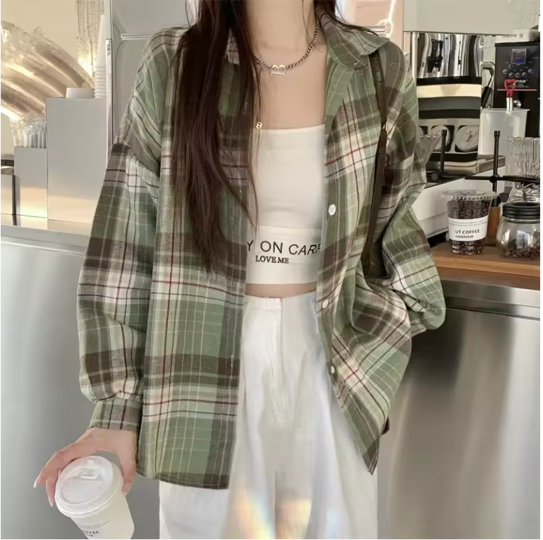 Red Plaid Shirt for Women Teen-girl Button Down Long Sleeve Collared Check Shirt Jacket Casual Fall Winter Christmas Outfit