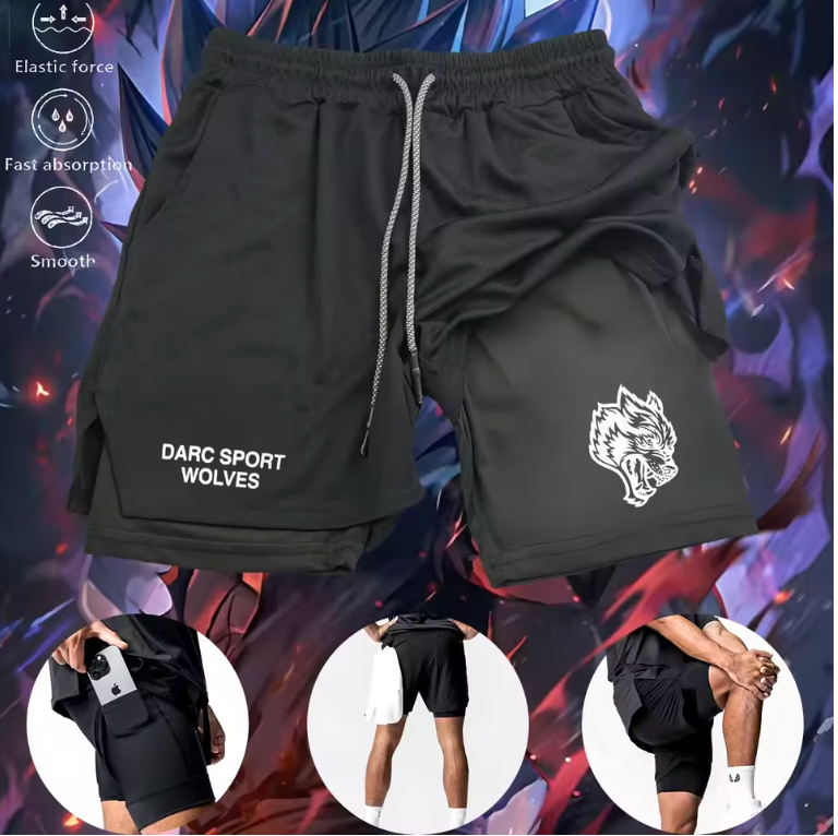 DARC SPORT New Men Summer Shorts Darcs Wolves Casual Cotton Shorts Homme Gym Shorts Sport Fitness Shorts Running Sweatpants Male