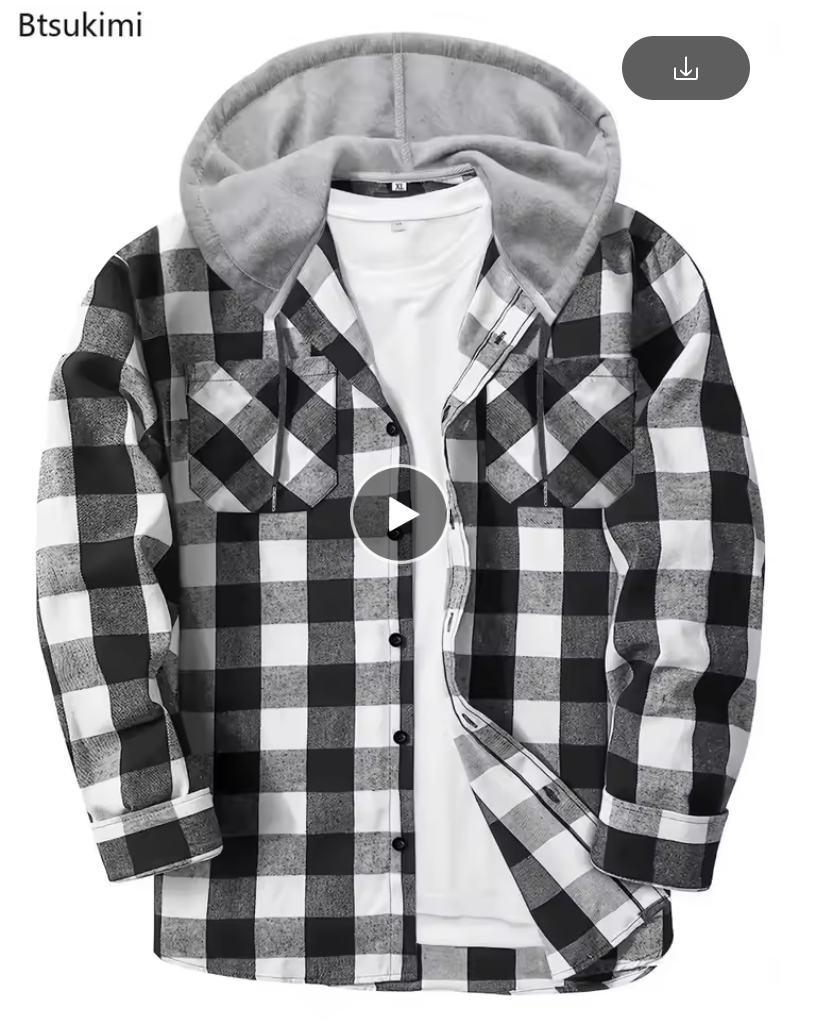 Spring Autumn Men's Plaid Shirts Loose Casual Long Sleeves Shirt Jackets Fashion Hooded Cardigan Coats Simple Sport Tops for Men