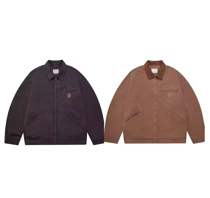 Vintage Brown Bomber Jacket For Men Lightweight Fashion Lapel Zipper Casual Outwear Coats With Pocket Cardigan Winter Jackets