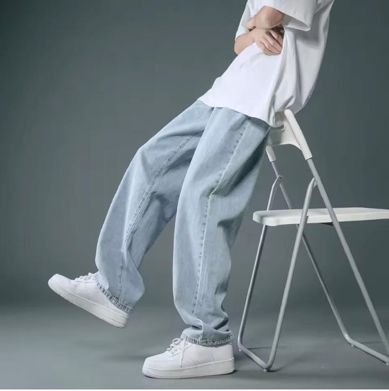 Men Casual Fashion Loose Jeans Street Wide Leg Trousers Pants Male Clothes Casual Trousers Ropa Hombre Cargo Baggy