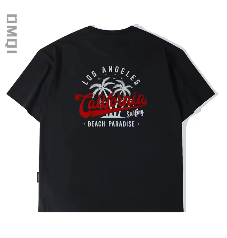 Los Angeles California Beach Paradise Men Tops Fashion Crewneck T Shirt Cotton Summer T-Shirt Breathable Oversize Clothes