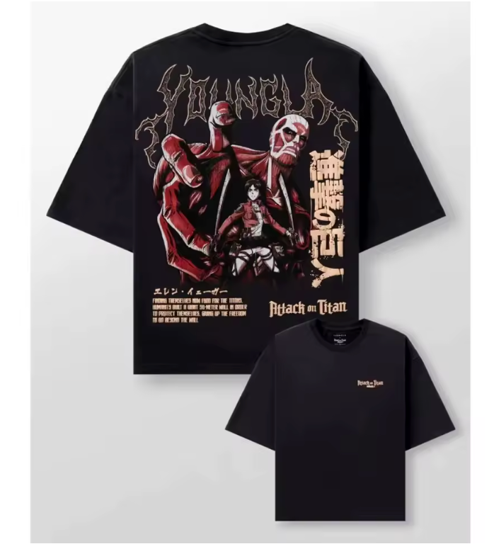 Men's T-shirt Prue Cotton Tshirt Japanese Animation Pattern Printing Men's Loose Training Clothes Breathable Unisex Riding Tees
