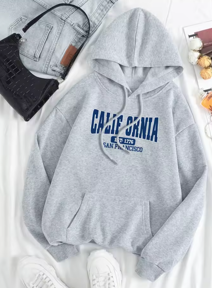 California Est 1776 San Francisco Men Women Hoodies Cute Pocket Pullovers Pattern Oversize Streetwear Fleece Couple Sportswear