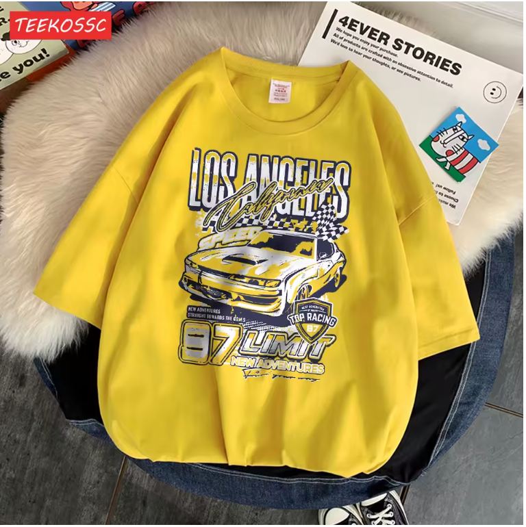 California Los Angeles Extreme Racing Print Man T-Shirts Graphic Street Tees High-Quality Sports Tee Clothing Cute Hip Hop Tops