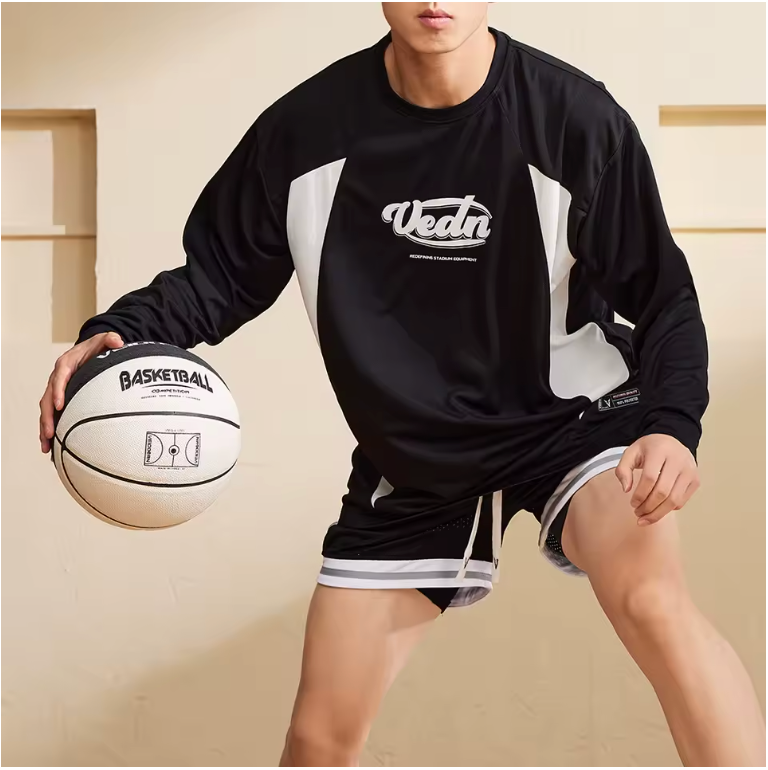 Thin Long Sleeve Sport T Shirt for Men Oversize Breathable Quick Dry Athletic Basketball Jersey