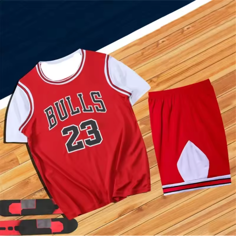 Latest Hot Sports Fake Two-piece Basketball Series No. 24 Jersey 3D Summer Casual Fashion Men's Suit Round Neck T-shirt Shorts