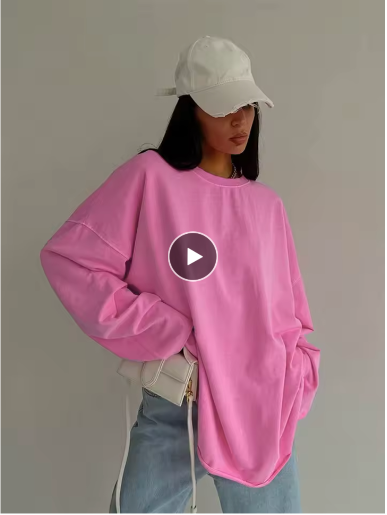 Pink Tee Shirts Streetwear 2023 Round Neck Long Sleeve Casual Pullover Tops Women Autumn Thin T-Shirts Lady