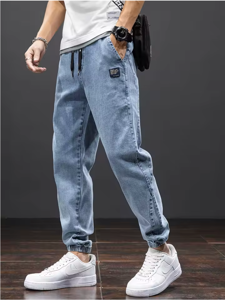 Spring Summer Black Blue Cargo Jeans Men Streetwear Denim Jogger Pants Men Baggy Harem Jean Trousers Plus Size