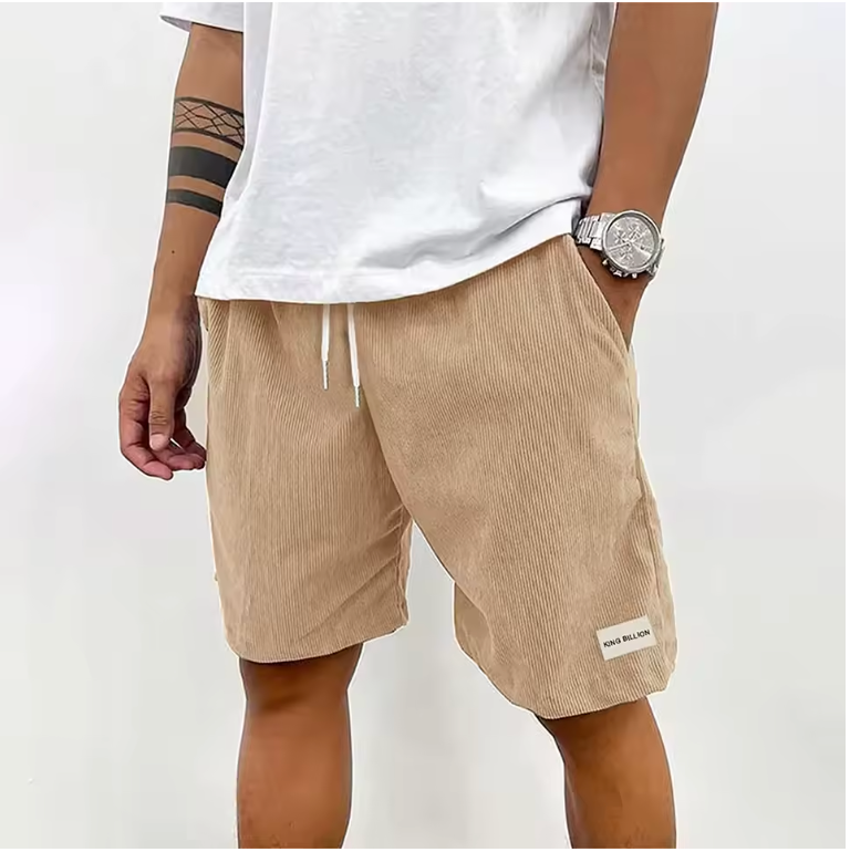 Men Corduroy Sweatpants Summer Beach Casual Shorts Men's Baggy Shorts Basketball Short Trousers Solid Color Sportswear Men